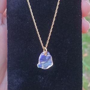 18k Gold Mexican Opal Pendant Necklace